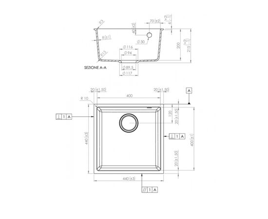 Мойка кухонная Elleci Q 102 under top tortora 43, изображение 2 Мойка кухонная Elleci Q 102 under top tortora 43, изображение 2