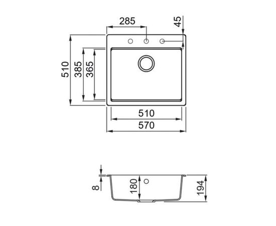 Мойка кухонная Elleci TIME 105 on top cemento 48, изображение 2