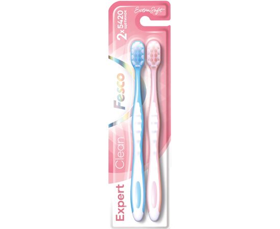Зубная щетка Fesco Expert Clean Extra Soft Голубая 1 шт. + Розовая 1 шт. (4820204702311)