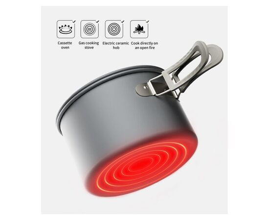 Набор туристической посуды Naturehike CNK2450CF010, 2 каструлі 1л, 1.7л, сковорідка (6976507663335), изображение 4 Набор туристической посуды Naturehike CNK2450CF010, 2 каструлі 1л, 1.7л, сковорідка (6976507663335), изображение 4