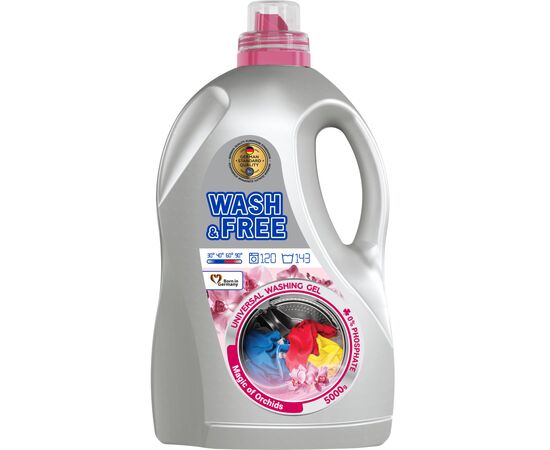 Гель для стирки Wash&Free Универсальный Магия орхидей 5 кг (4823128005230)