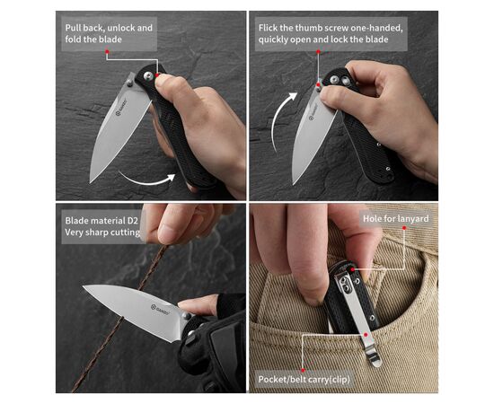 Нож Ganzo G771-BK, изображение 4 Нож Ganzo G771-BK, изображение 4