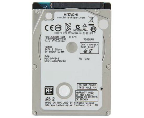Жесткий диск для ноутбука 2.5" 500GB WDC Hitachi HGST (0J38075 / HTS725050A7E630)