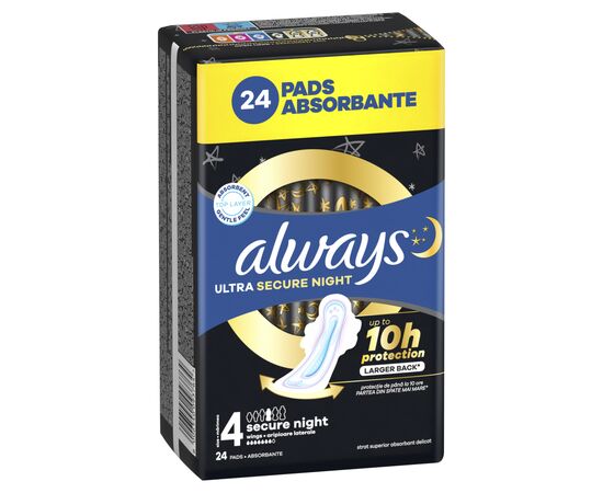 Гигиенические прокладки Always Ultra Secure Night (Размер 4) 24 шт. (8006540093764), изображение 2 Гигиенические прокладки Always Ultra Secure Night (Размер 4) 24 шт. (8006540093764), изображение 2
