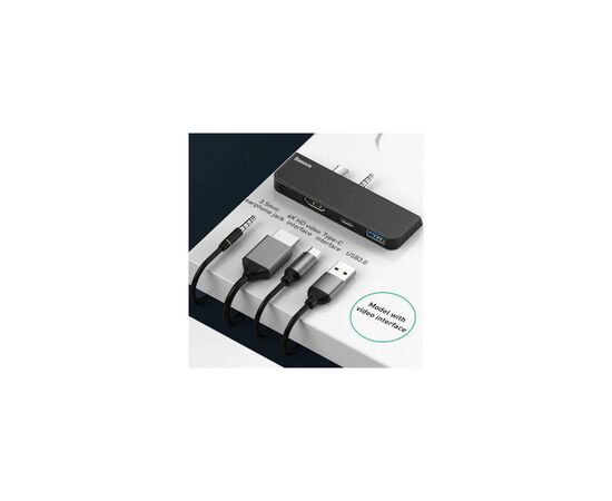 Концентратор Baseus USB3.1 Type-C+3.5mm toHDMI/USB 3.0/Type-C/3.5mm forSurfaceGo (CAHUB-FT01), изображение 4 Концентратор Baseus USB3.1 Type-C+3.5mm toHDMI/USB 3.0/Type-C/3.5mm forSurfaceGo (CAHUB-FT01), изображение 4