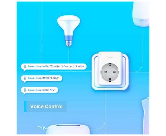 Умная розетка TP-Link Tapo P100M N300 BT 10A (TAPO-P100M), изображение 4 Умная розетка TP-Link Tapo P100M N300 BT 10A (TAPO-P100M), изображение 4