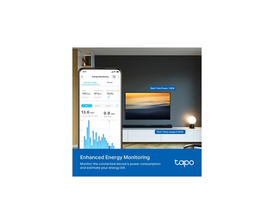 Умная розетка TP-Link Tapo P110M N300 BT 16A (TAPO-P110M), изображение 4 Умная розетка TP-Link Tapo P110M N300 BT 16A (TAPO-P110M), изображение 4