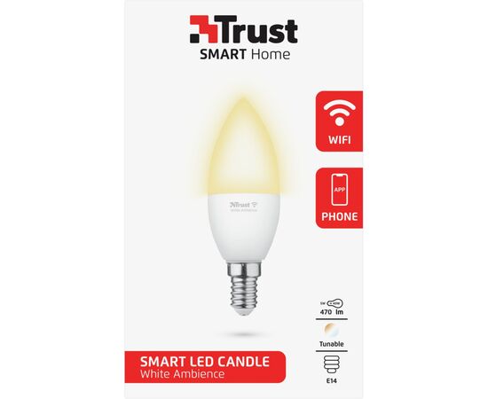 Умная лампочка Trust E14 470 Lumen, 1800-6500k, white (71284_TRUST), изображение 3 Умная лампочка Trust E14 470 Lumen, 1800-6500k, white (71284_TRUST), изображение 3
