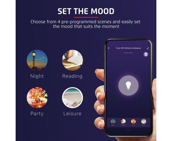 Умная лампочка Trust E27 806 Lumen, 1800-6500k, white (71285_TRUST), изображение 7 Умная лампочка Trust E27 806 Lumen, 1800-6500k, white (71285_TRUST), изображение 7