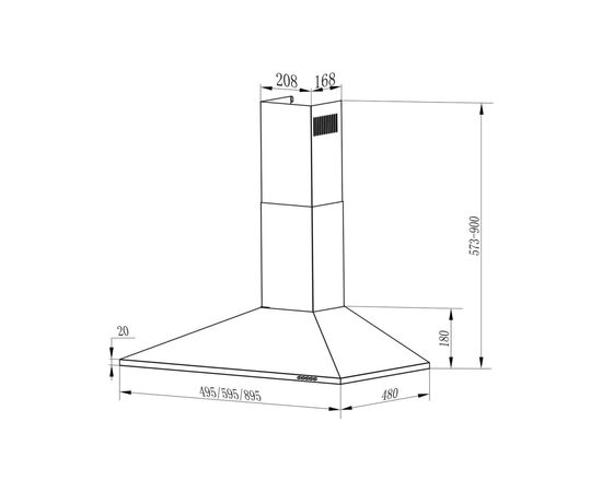 Вытяжка кухонная Interline UNNA BL A/60 PB/2/T, изображение 3 Вытяжка кухонная Interline UNNA BL A/60 PB/2/T, изображение 3