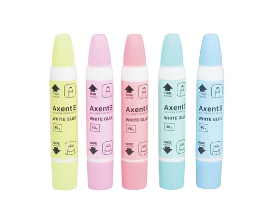Клей Axent ПВА, 2 аппликатора: тонкий и широкий, 40 г (7202-A)