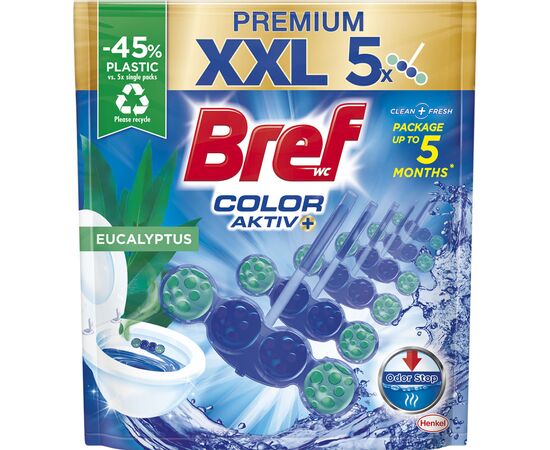 Туалетный блок Bref Цветная вода Эвкалипт 5 х 50 г (9000101592368)