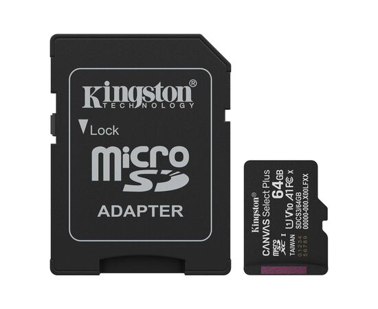 Карта памяти Kingston 64GB microSDXC class 10 UHS-I V10 A1 Canvas Select Plus (SDCS3/64GB)