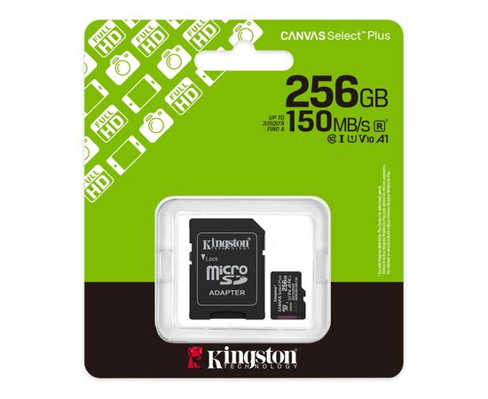 Карта памяти Kingston 256GB microSDXC class 10 UHS-I V10 A1 Canvas Select Plus (SDCS3/256GB), изображение 3 Карта памяти Kingston 256GB microSDXC class 10 UHS-I V10 A1 Canvas Select Plus (SDCS3/256GB), изображение 3