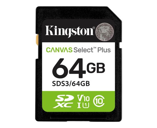 Карта памяти Kingston 64GB SDXC class 10 UHS-I V10 A1 Canvas Select Plus (SDS3/64GB)