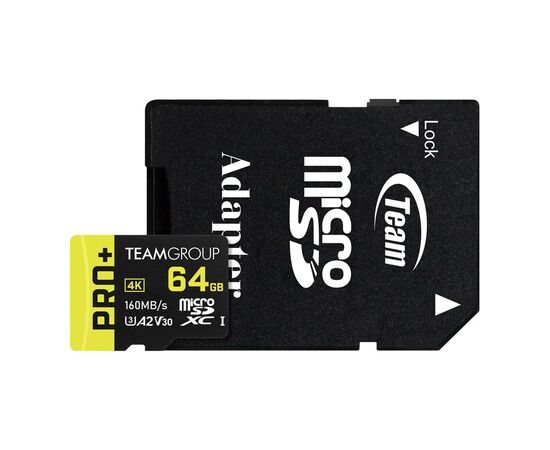 Карта пам'яті Team 64GB microSDXC class 10 UHS-I U3 V30 A2 Pro+ (TPPMSDX64GIA2V3003)