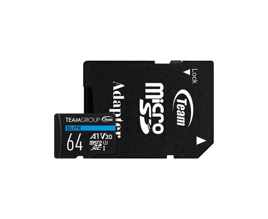 Карта памяти Team 64GB microSDXC class 10 UHS-I U3 V30 A1 Elite (TEAUSDX64GIV30A103)