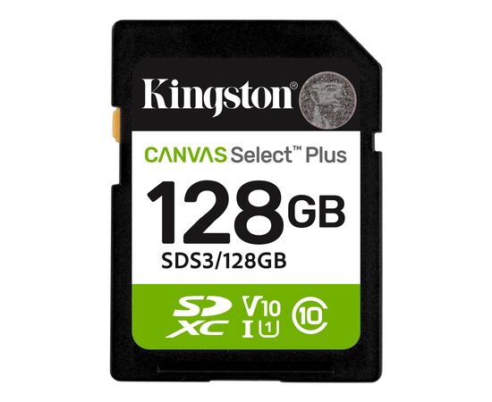 Карта пам'яті Kingston 128GB SDXC class 10 UHS-I V10 A1 Canvas Select Plus (SDS3/128GB)