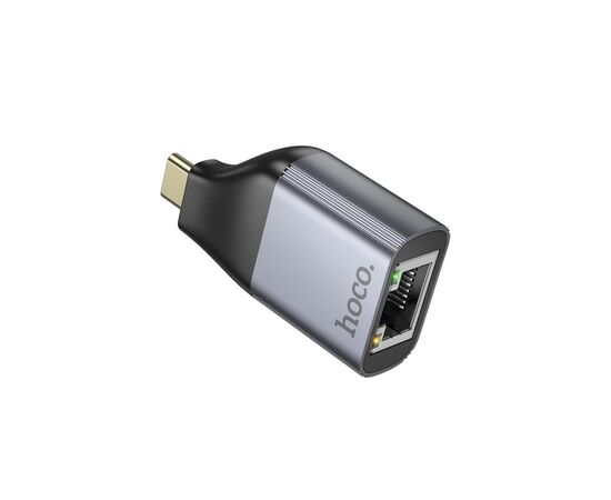 Переходник USB-C to RJ45 Ethernet 100Mbps gray HOCO (6942007645607)