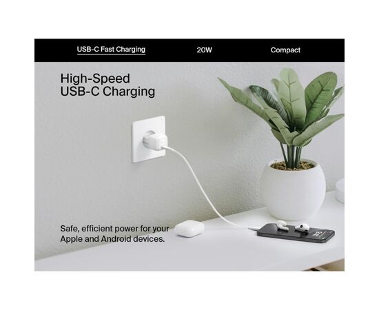 Зарядное устройство Belkin USB-C PD20W PPS white (WCA009KQWH), изображение 11 Зарядное устройство Belkin USB-C PD20W PPS white (WCA009KQWH), изображение 11