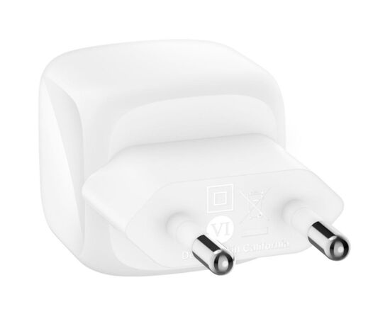 Зарядное устройство Belkin USB-C PD30W PPS + cable USB-C to USB-C 1.0m PVC white (WCA008KQ1MWH-B6), изображение 3 Зарядное устройство Belkin USB-C PD30W PPS + cable USB-C to USB-C 1.0m PVC white (WCA008KQ1MWH-B6), изображение 3
