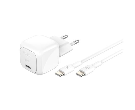 Зарядное устройство Belkin USB-C PD30W PPS + cable USB-C to USB-C 1.0m PVC white (WCA008KQ1MWH-B6)