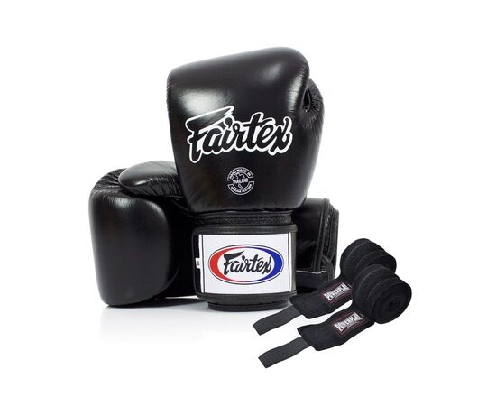 Боксерські рукавички Fairtex BGV1 Black 10 унцій (бинти в комплекті) (BGV1_10oz_Black)