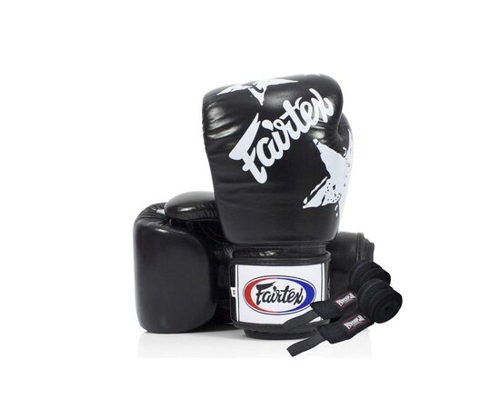 Боксерские перчатки Fairtex BGV1 Nation Print Black 12 унцій (бинти комплекті) (BGV1_Print_12oz_Black)