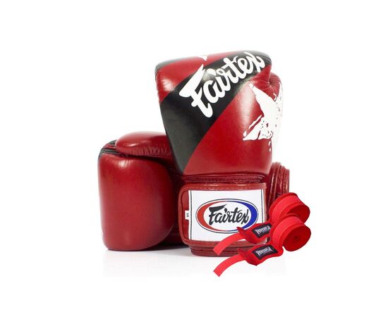 Боксерские перчатки Fairtex BGV1 Nation Print Red 12 унцій (бинти в комплекті) (BGV1_Print_12oz_Red)