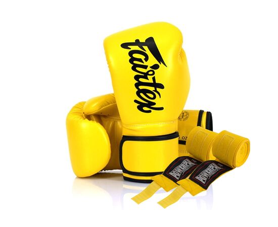 Боксерські рукавички Fairtex BGV14 Yellow 14 унцій (бинти в комплекті) (BGV14_14oz_Yellow)