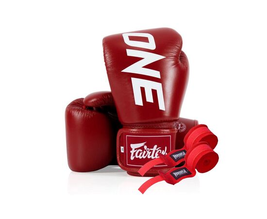 Боксерские перчатки Fairtex BGV1-ONE (натуральна шкіра) Red 12 унцій (бинти в комплекті) (BGV1-ONE_12oz_Red)