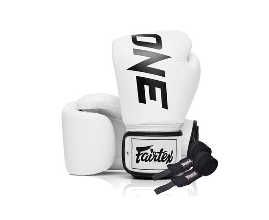 Боксерские перчатки Fairtex BGV1-ONE (натуральна шкіра) White 10 унцій (бинти в комплекті) (BGV1-ONE_10oz_White)