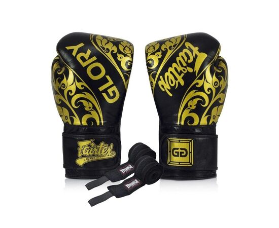 Боксерские перчатки Fairtex BGVG2 Velcro Black 12 унцій (бинти в комплекті) (BGVG2_Velcro_12oz_Black)