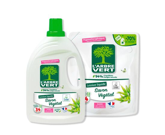 Гель для стирки L'Arbre Vert Растительное мыло 1.53 л (3450601046254), изображение 4 Гель для стирки L'Arbre Vert Растительное мыло 1.53 л (3450601046254), изображение 4