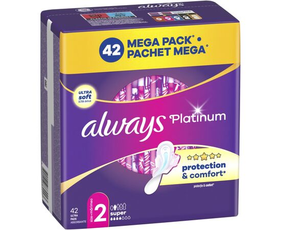 Гигиенические прокладки Always Platinum Super Размер 2 42 шт. (8700216784443), изображение 2 Гигиенические прокладки Always Platinum Super Размер 2 42 шт. (8700216784443), изображение 2