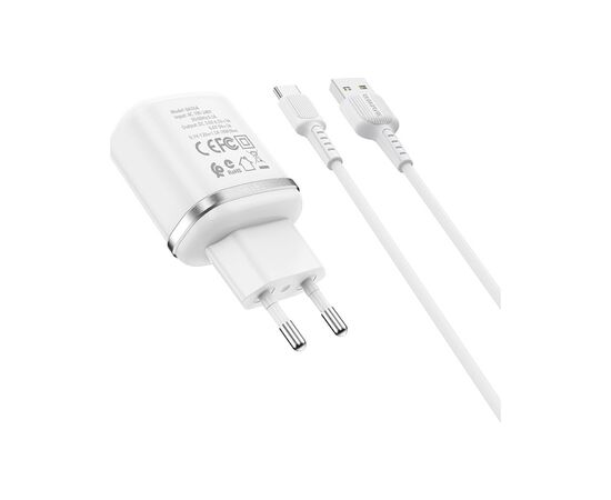 Зарядное устройство BOROFONE BA36A USB QC3.0 18W + cable USB to USB-C white (6931474716019), изображение 4 Зарядное устройство BOROFONE BA36A USB QC3.0 18W + cable USB to USB-C white (6931474716019), изображение 4