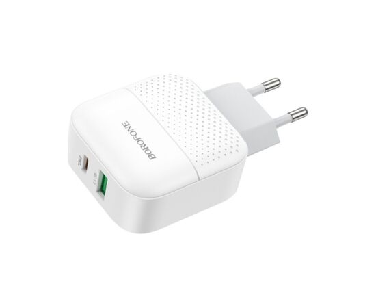Зарядное устройство BOROFONE BA46A USB-C PD + USB QC3.0 18W white (6931474727343)