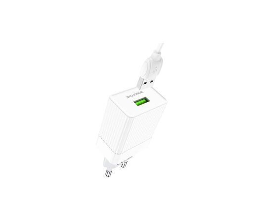 Зарядний пристрій BOROFONE BA47A USB QC3.0 18W + cable USB to USB-C white (6931474728319), зображення 3 Зарядний пристрій BOROFONE BA47A USB QC3.0 18W + cable USB to USB-C white (6931474728319), зображення 3