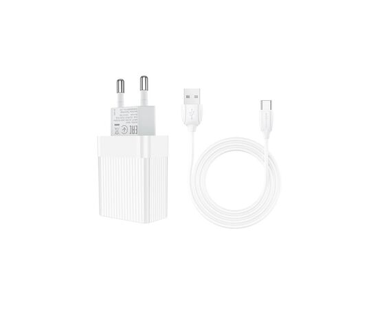 Зарядний пристрій BOROFONE BA47A USB QC3.0 18W + cable USB to USB-C white (6931474728319), зображення 5 Зарядний пристрій BOROFONE BA47A USB QC3.0 18W + cable USB to USB-C white (6931474728319), зображення 5