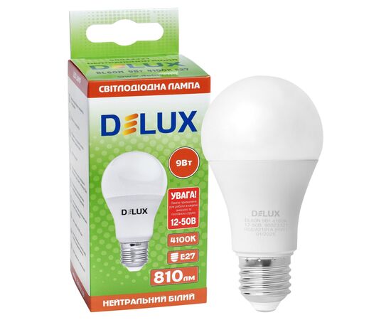 Лампочка Delux BL 60N 9 Вт 4100K AC/DC12-50В E27 (90023321), изображение 3 Лампочка Delux BL 60N 9 Вт 4100K AC/DC12-50В E27 (90023321), изображение 3
