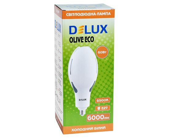 Лампочка Delux OLIVE ECO 60Вт E27 6500K 230В (90023329), изображение 2 Лампочка Delux OLIVE ECO 60Вт E27 6500K 230В (90023329), изображение 2