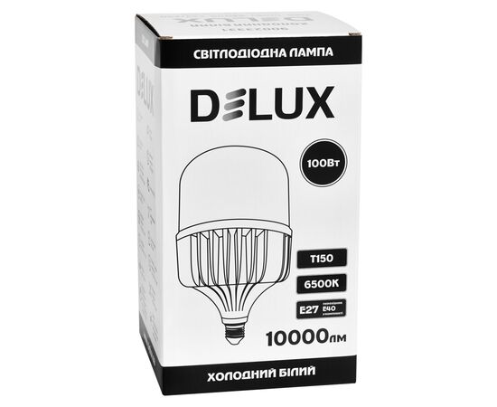 Лампочка Delux T150 100Вт Е27/E40 6500K 230В (90023331), зображення 2 Лампочка Delux T150 100Вт Е27/E40 6500K 230В (90023331), зображення 2