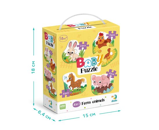 Пазл DoDo 4 в 1 Baby puzzle. Сільські тварини (300686), зображення 4 Пазл DoDo 4 в 1 Baby puzzle. Сільські тварини (300686), зображення 4