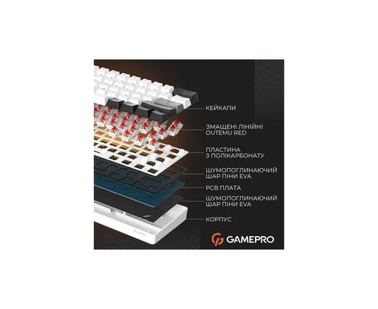 Клавіатура GamePro Genesis Infinity MK130BW Outemu Swithes USB White (MK130BW), зображення 6 Клавіатура GamePro Genesis Infinity MK130BW Outemu Swithes USB White (MK130BW), зображення 6