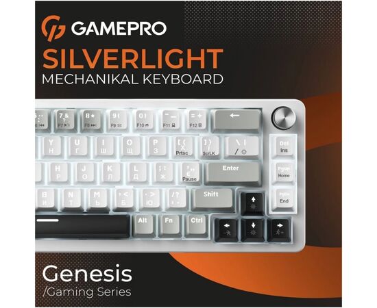 Клавіатура GamePro Genesis Silverlight MK116 USB UA Grey (MK116), зображення 5 Клавіатура GamePro Genesis Silverlight MK116 USB UA Grey (MK116), зображення 5