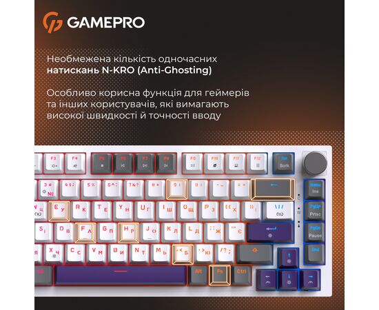 Клавіатура GamePro Genesis Warden MK160P Outemu Swithes USB White-Grey (MK160P), зображення 9 Клавіатура GamePro Genesis Warden MK160P Outemu Swithes USB White-Grey (MK160P), зображення 9