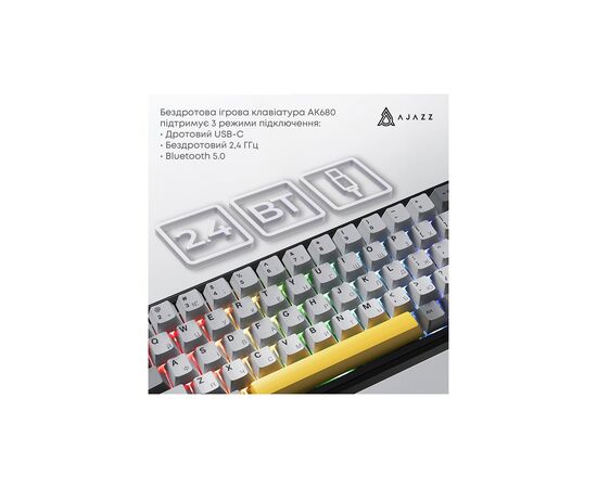 Клавіатура Ajazz AK680 MAX (8+8K) Magnetic Switch RGB Wireless/Bluetooth/USB Black (AK680-M-BGY-A), зображення 5 Клавіатура Ajazz AK680 MAX (8+8K) Magnetic Switch RGB Wireless/Bluetooth/USB Black (AK680-M-BGY-A), зображення 5