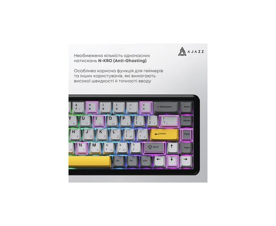 Клавіатура Ajazz AK680 MAX (8+8K) Magnetic Switch RGB Wireless/Bluetooth/USB Black (AK680-M-BGY-A), зображення 8 Клавіатура Ajazz AK680 MAX (8+8K) Magnetic Switch RGB Wireless/Bluetooth/USB Black (AK680-M-BGY-A), зображення 8