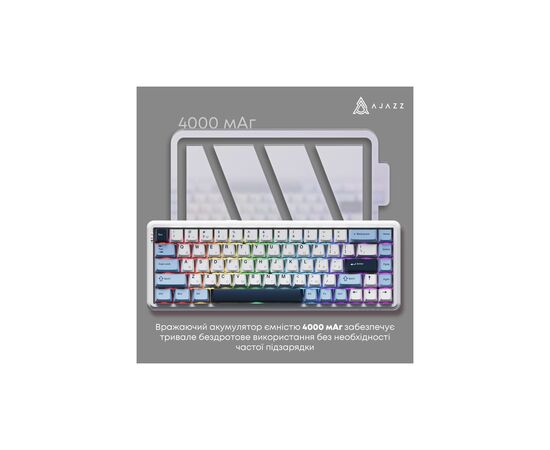 Клавіатура Ajazz AK680 MAX (8+8K) Magnetic Switch RGB Wireless/Bluetooth/USB White (AK680-M-BWD-A), зображення 6 Клавіатура Ajazz AK680 MAX (8+8K) Magnetic Switch RGB Wireless/Bluetooth/USB White (AK680-M-BWD-A), зображення 6