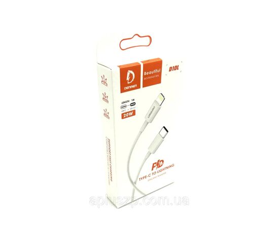 Дата кабель USB-C to Lightning 1.0m PD18W white Denmen (DM-D10L-WH), зображення 2 Дата кабель USB-C to Lightning 1.0m PD18W white Denmen (DM-D10L-WH), зображення 2